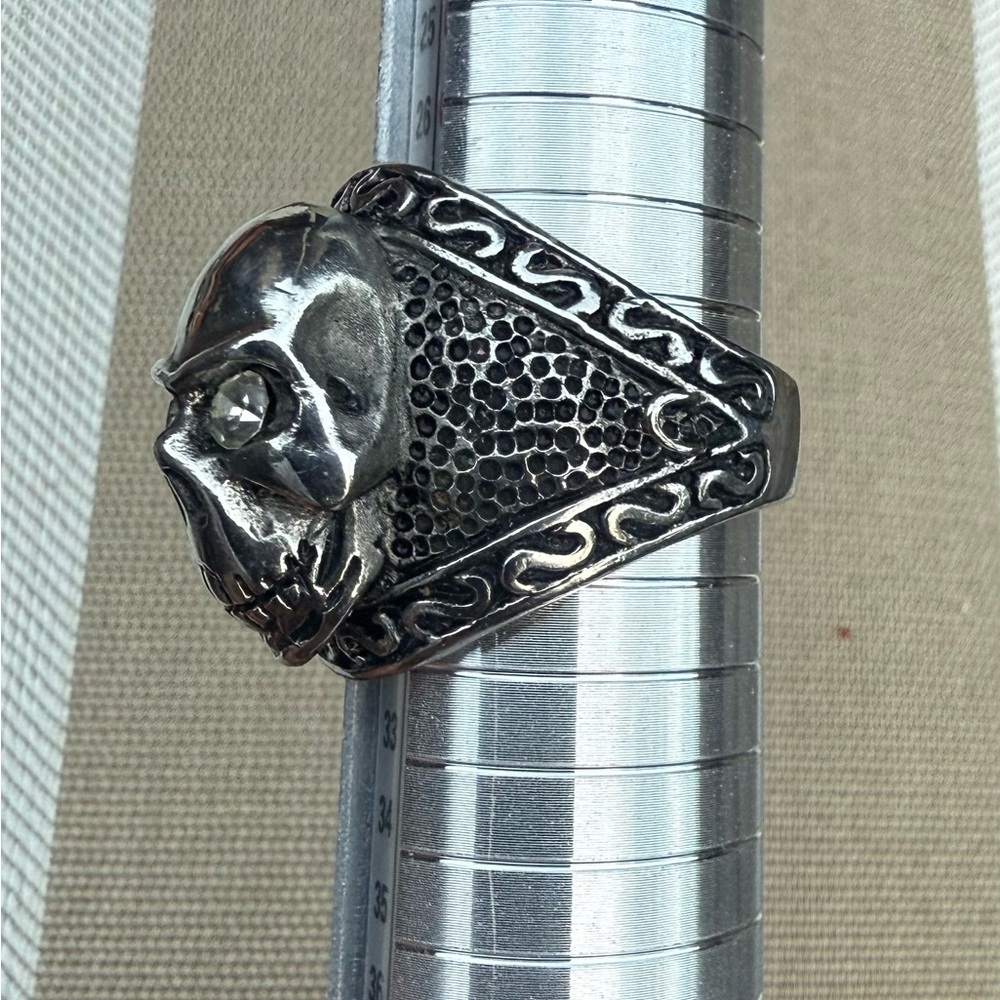 Stainless steel biker Skull Ring Size 13 US - Picture 4 of 7